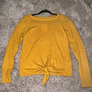 Yellow Tie Front Sweater